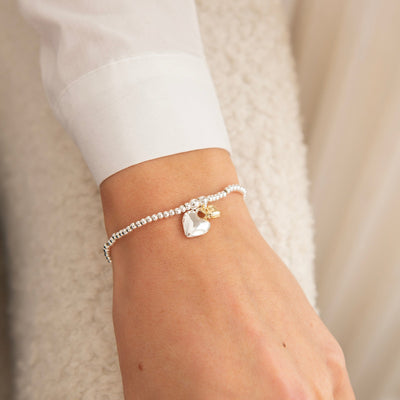 Life Charms - Silver Double Puff Heart Bracelet