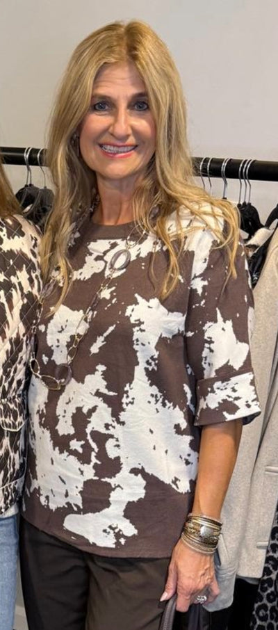Brown Cow Print Jumper