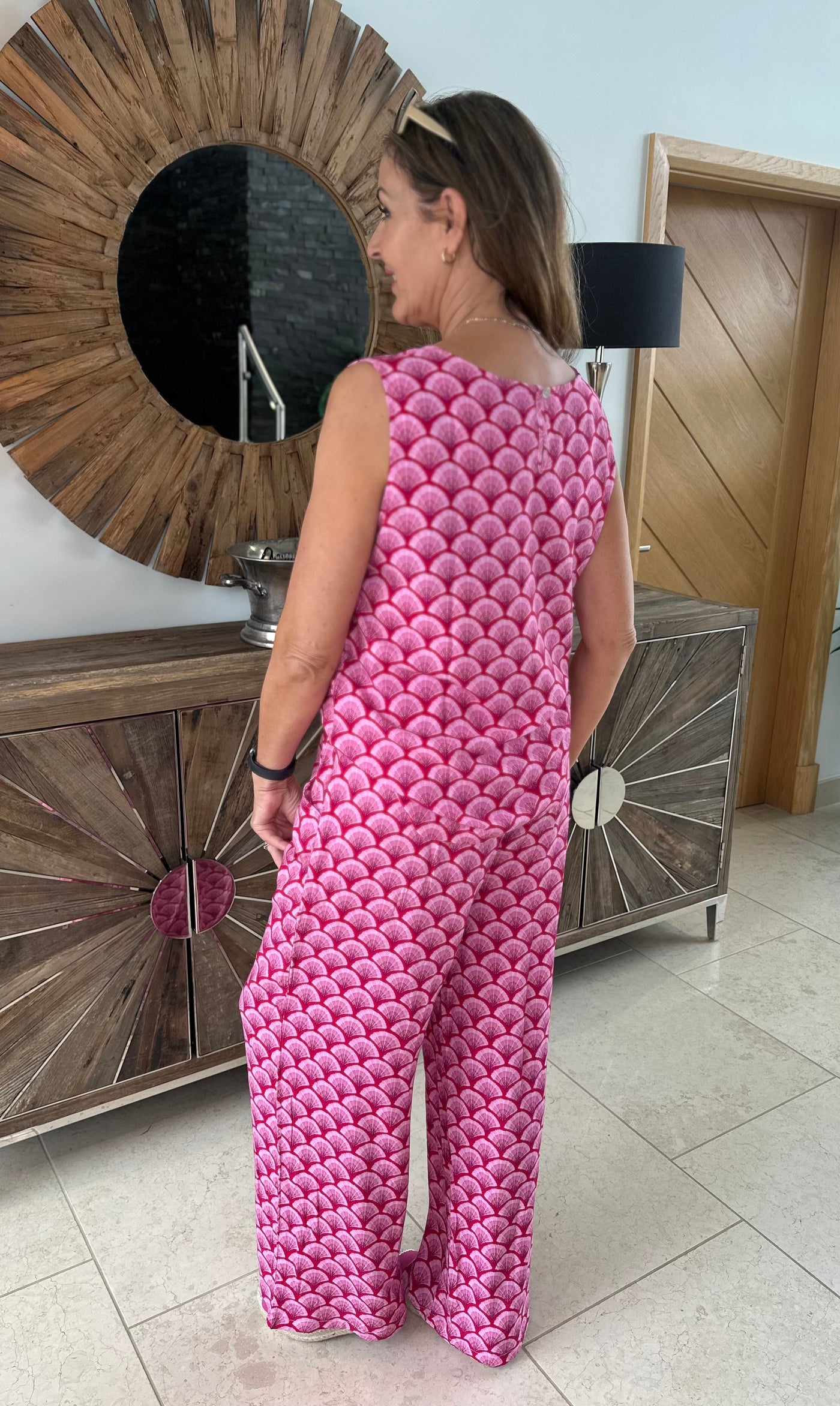 Scallop Print Palazzo Trousers