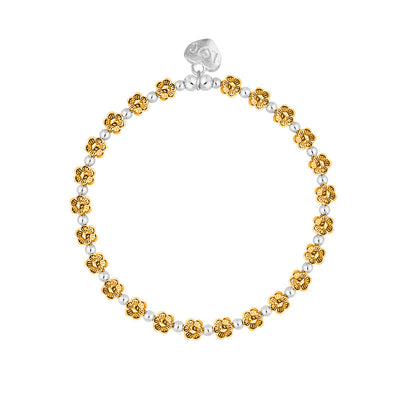 Life Charms - Two Tone Flowers Bracelet