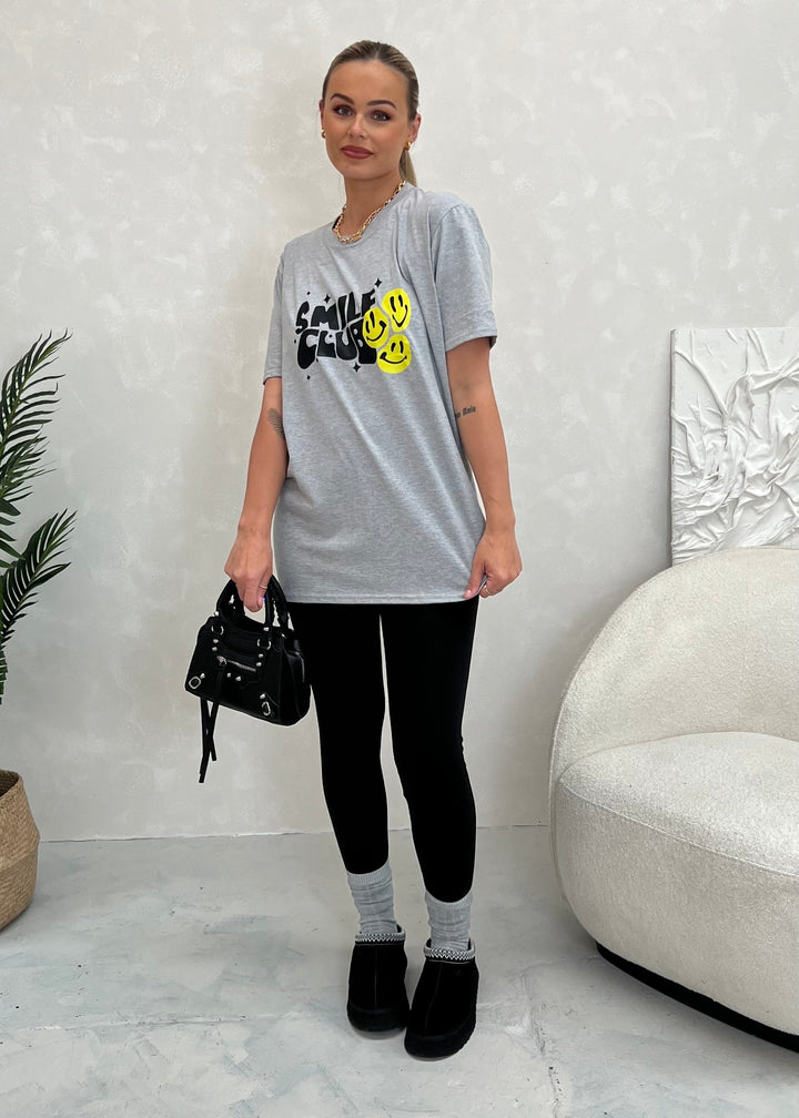 Grey Smile Club T Shirt