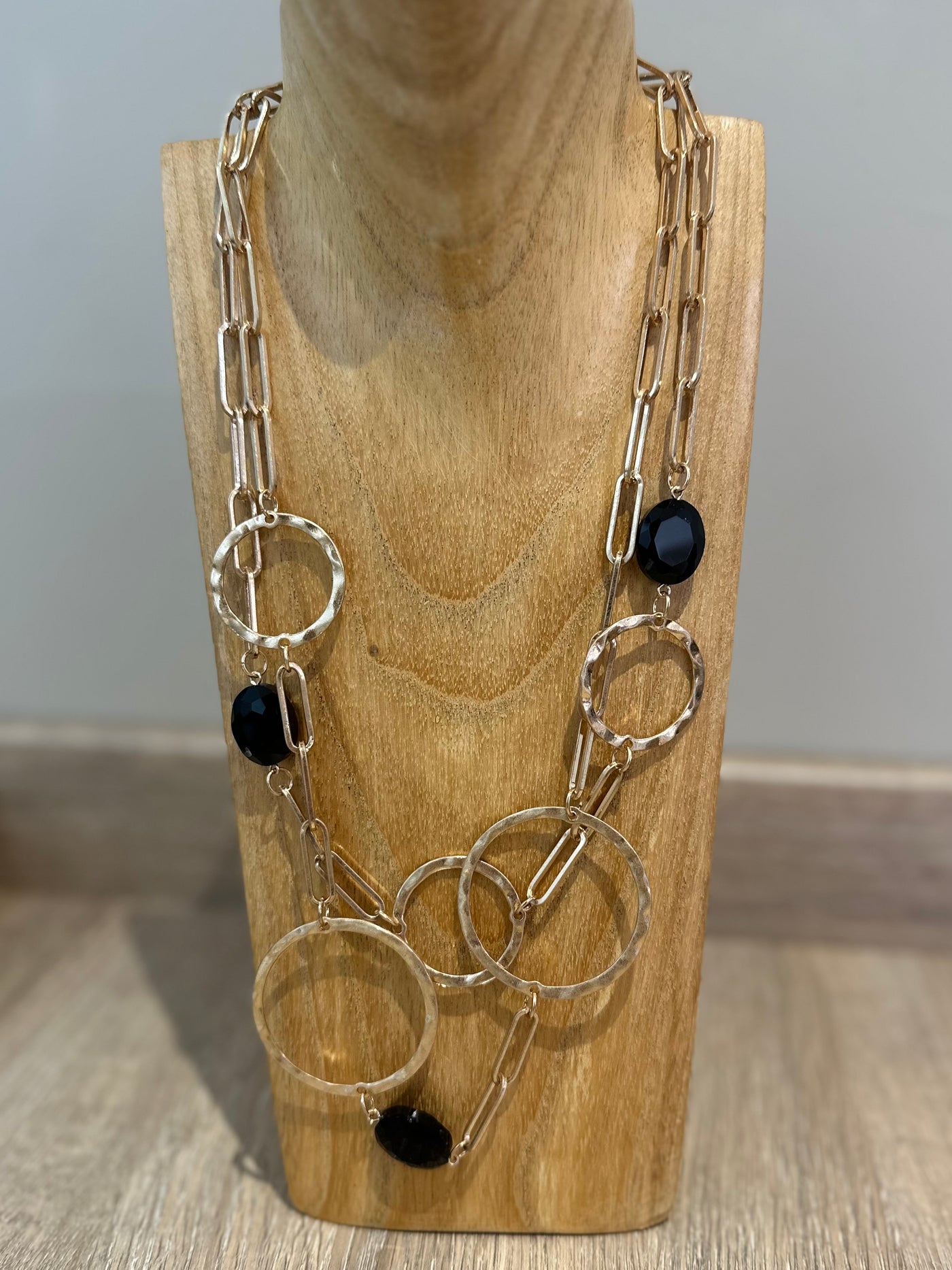 Gold & Black Statement Mid Necklace