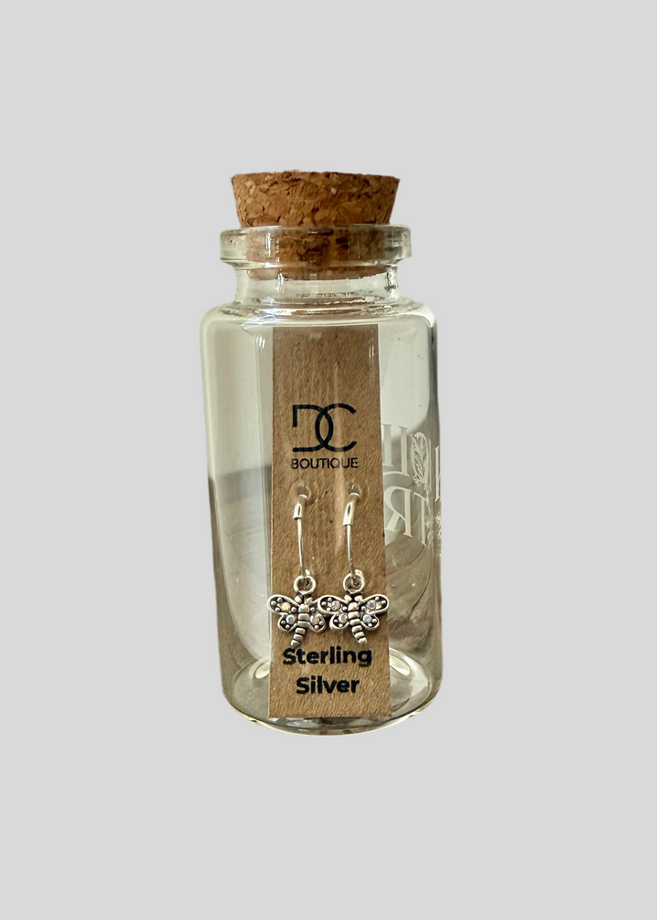 Sterling Silver Dragonfly Hoops