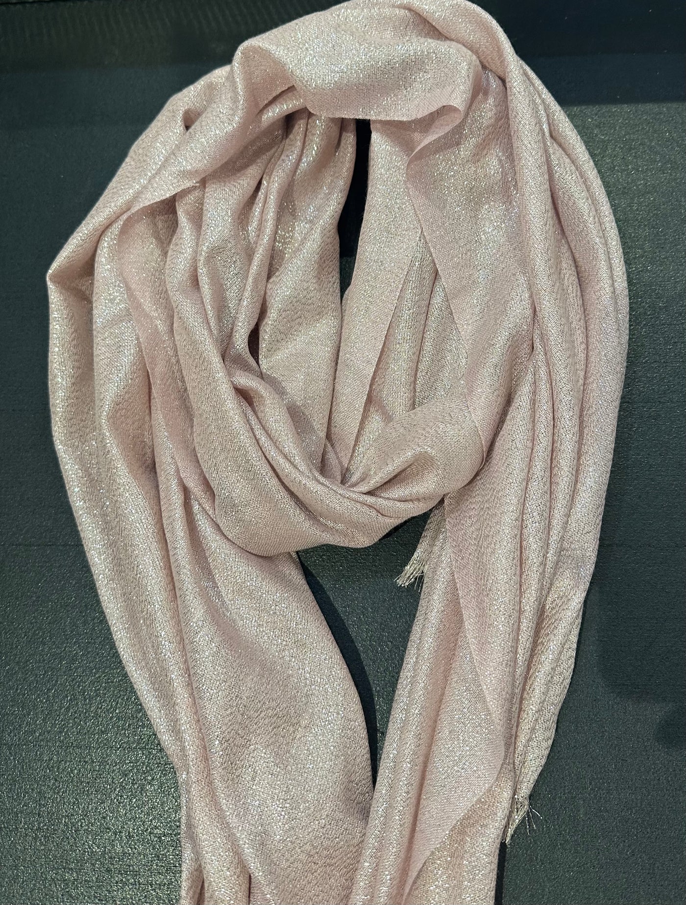 Pale Pink Lurex Scarf