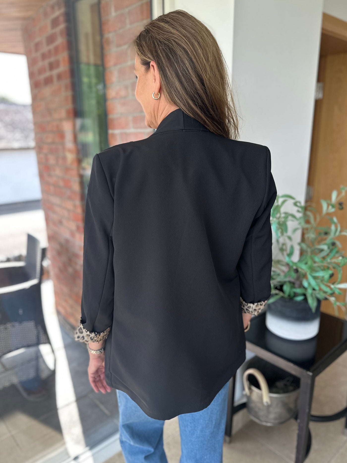 Black Leopard Cuff Blazer