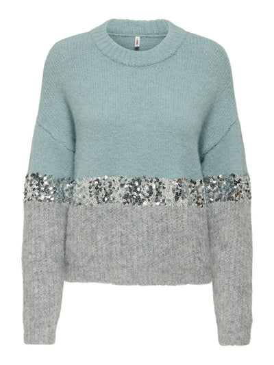 ONLY Blue & Grey Sequin Knit