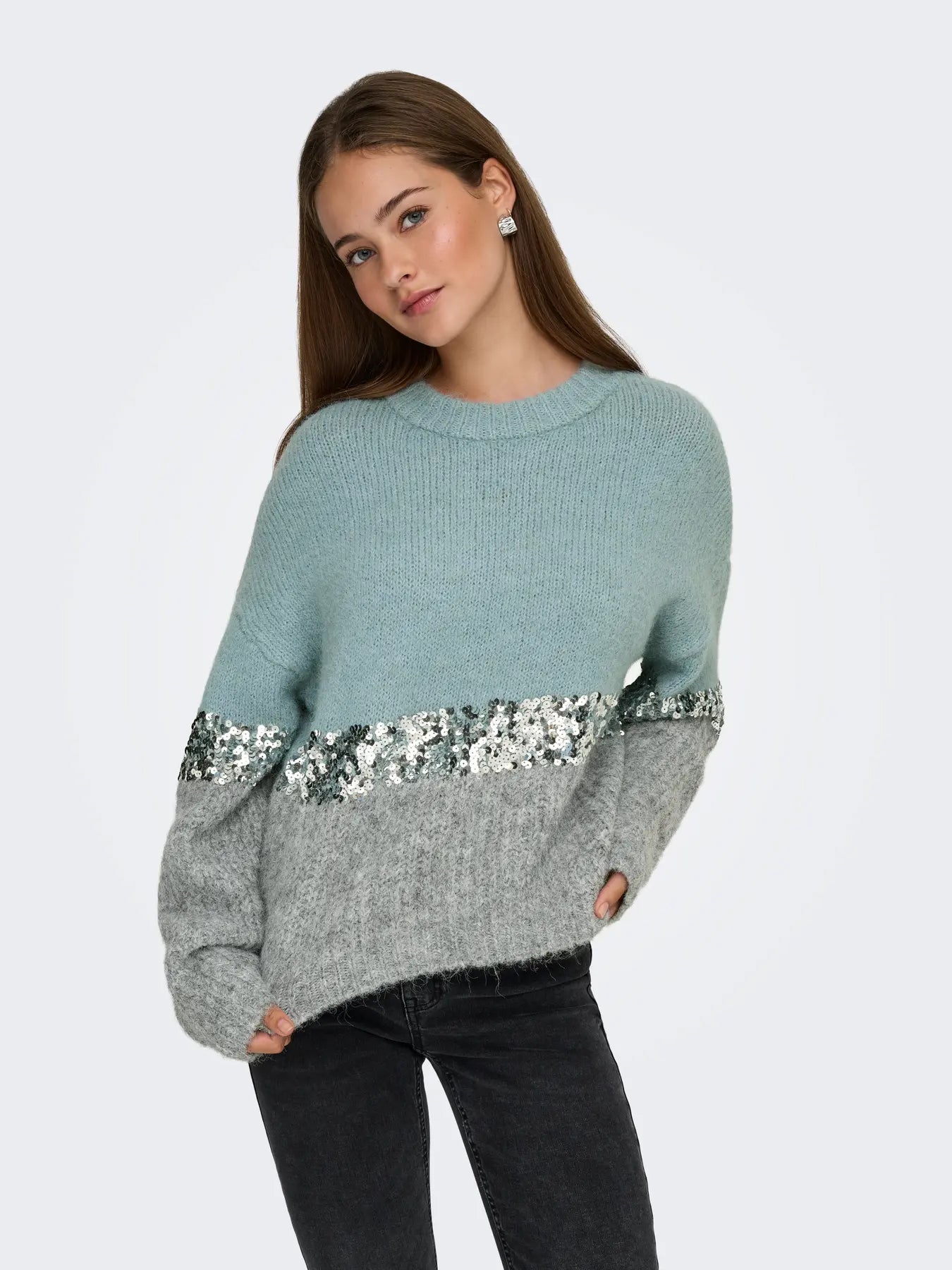 ONLY Blue & Grey Sequin Knit