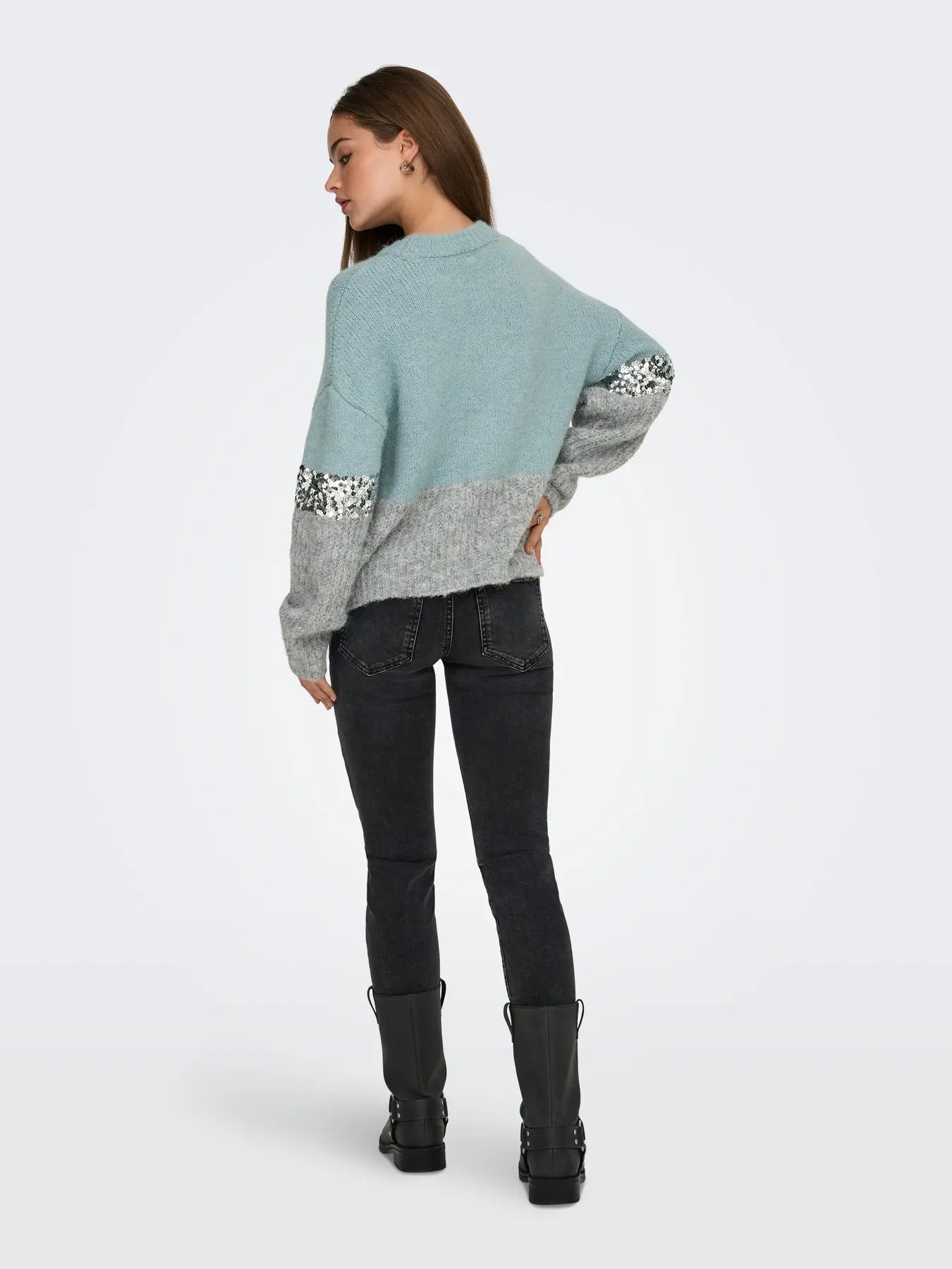 ONLY Blue & Grey Sequin Knit