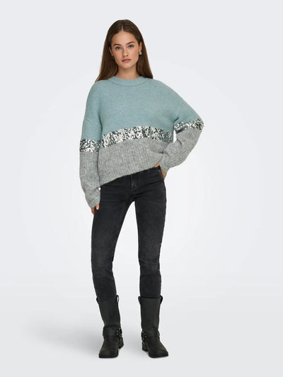 ONLY Blue & Grey Sequin Knit