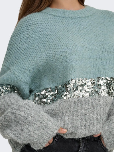 ONLY Blue & Grey Sequin Knit