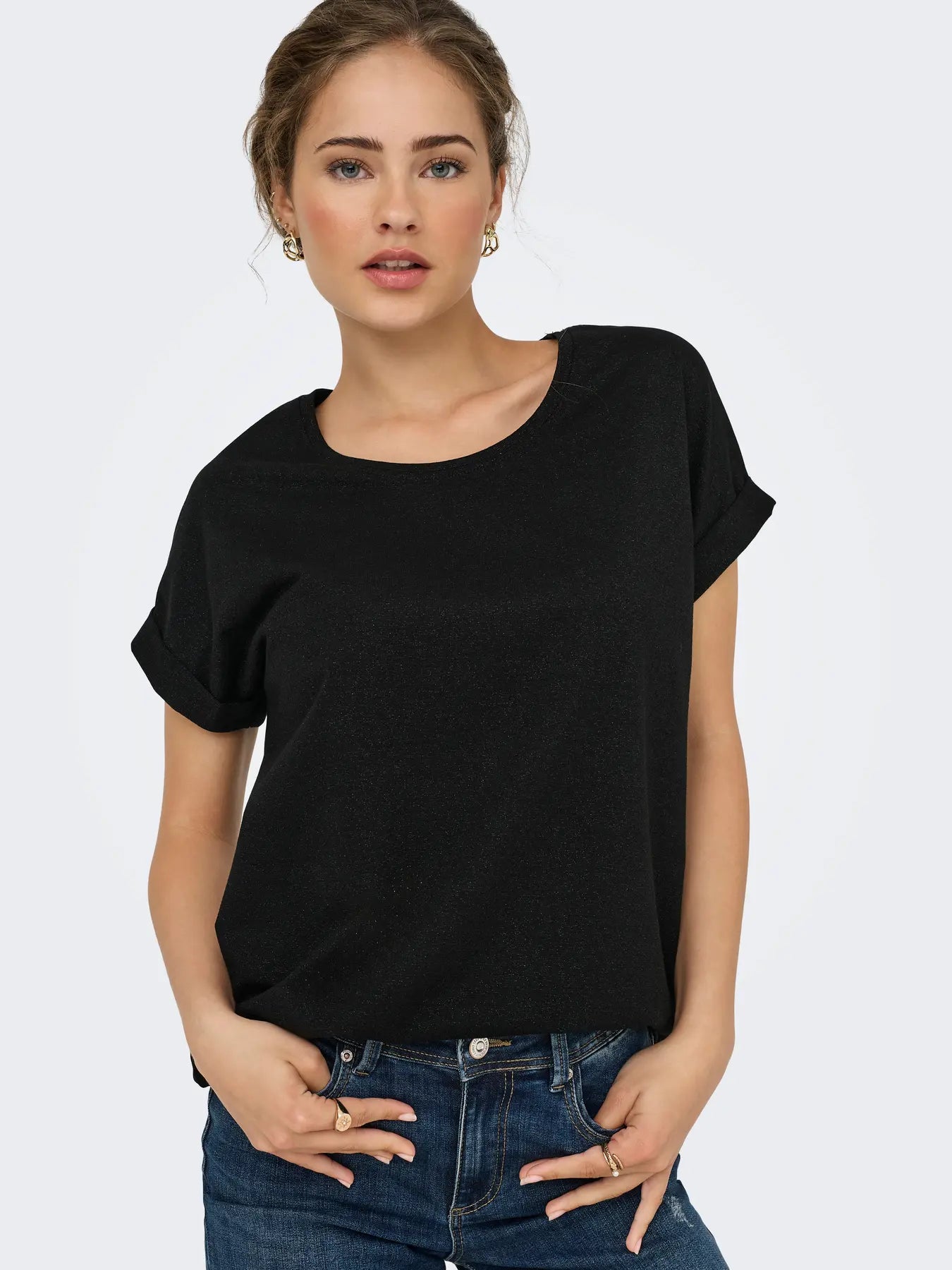 ONLY Black Lurex T-Shirt