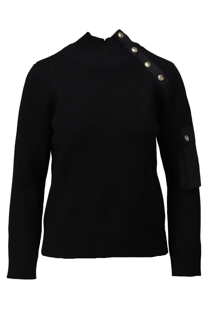 K Design Black Button Jumper