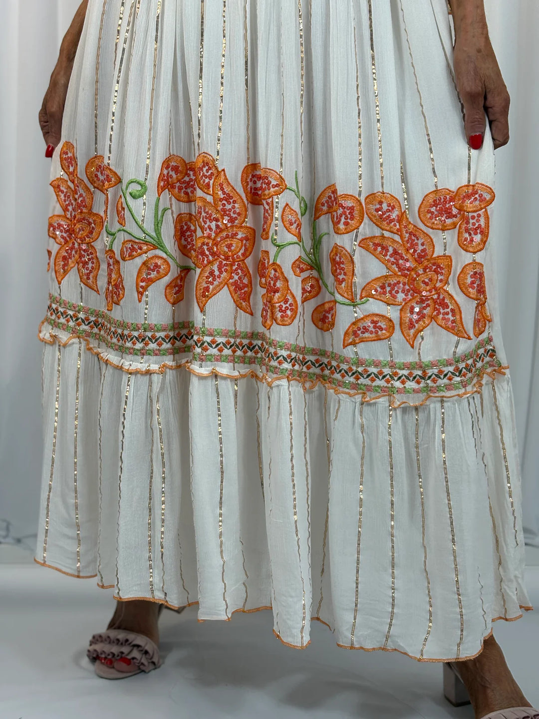 Rosalie Floral Boho Dress - Orange