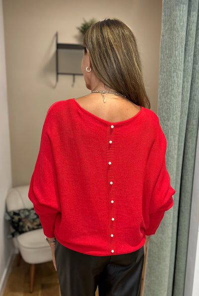 Red Pearl Back Jumper