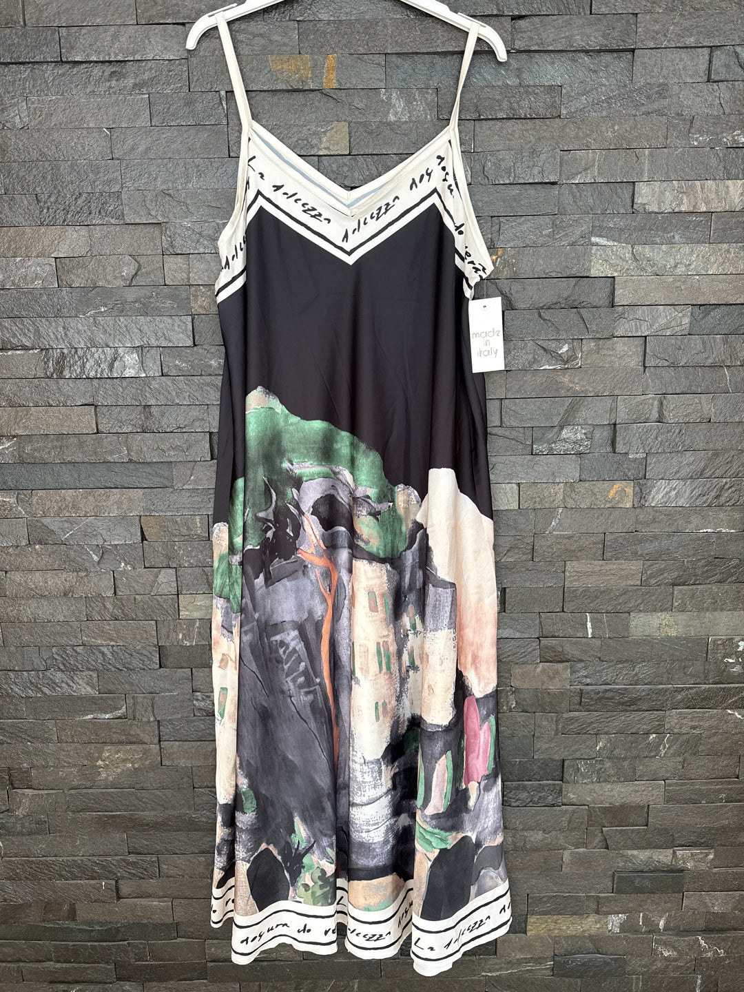 Black Tuscan Satin Midi Dress
