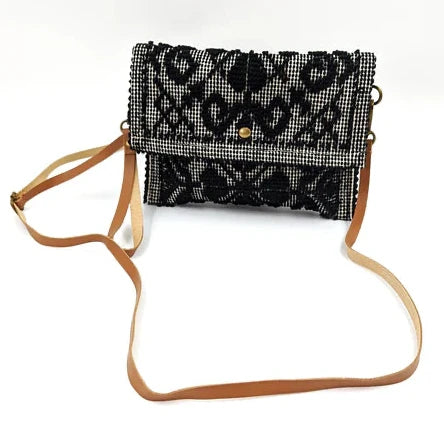 Black Sardinian Tapestry Clutch Bag