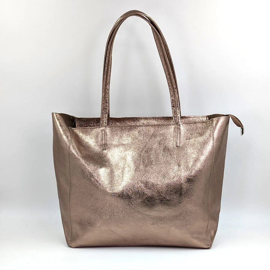 Bronze Italian Leather Tote Bag