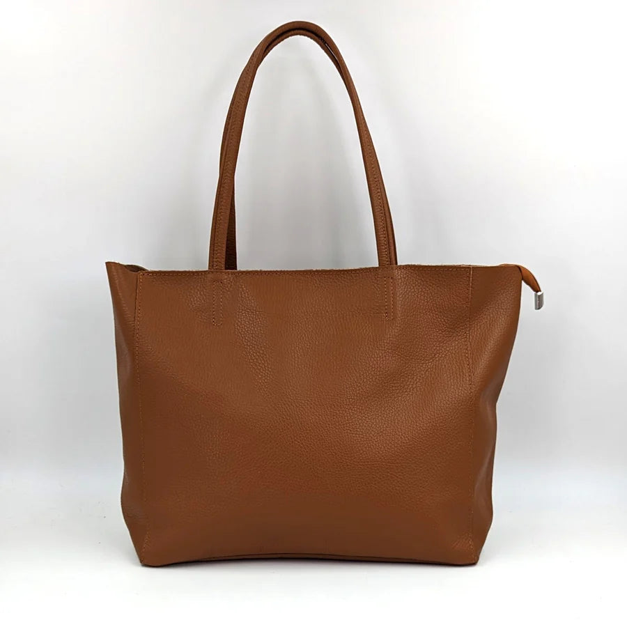 Tan Italian Leather Tote Bag