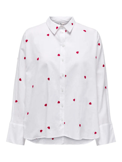 ONLY White & Red Heart Shirt