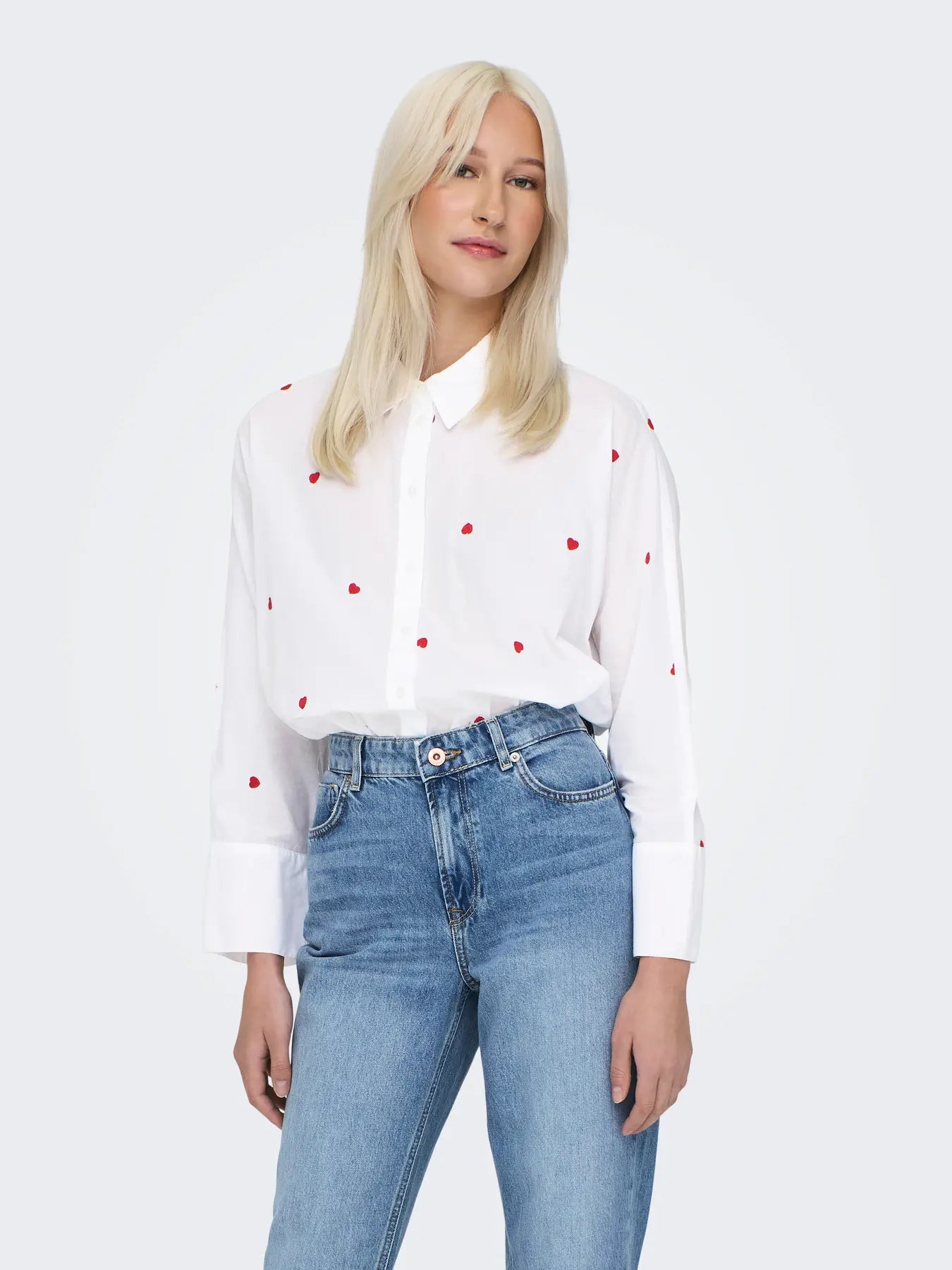 ONLY White & Red Heart Shirt