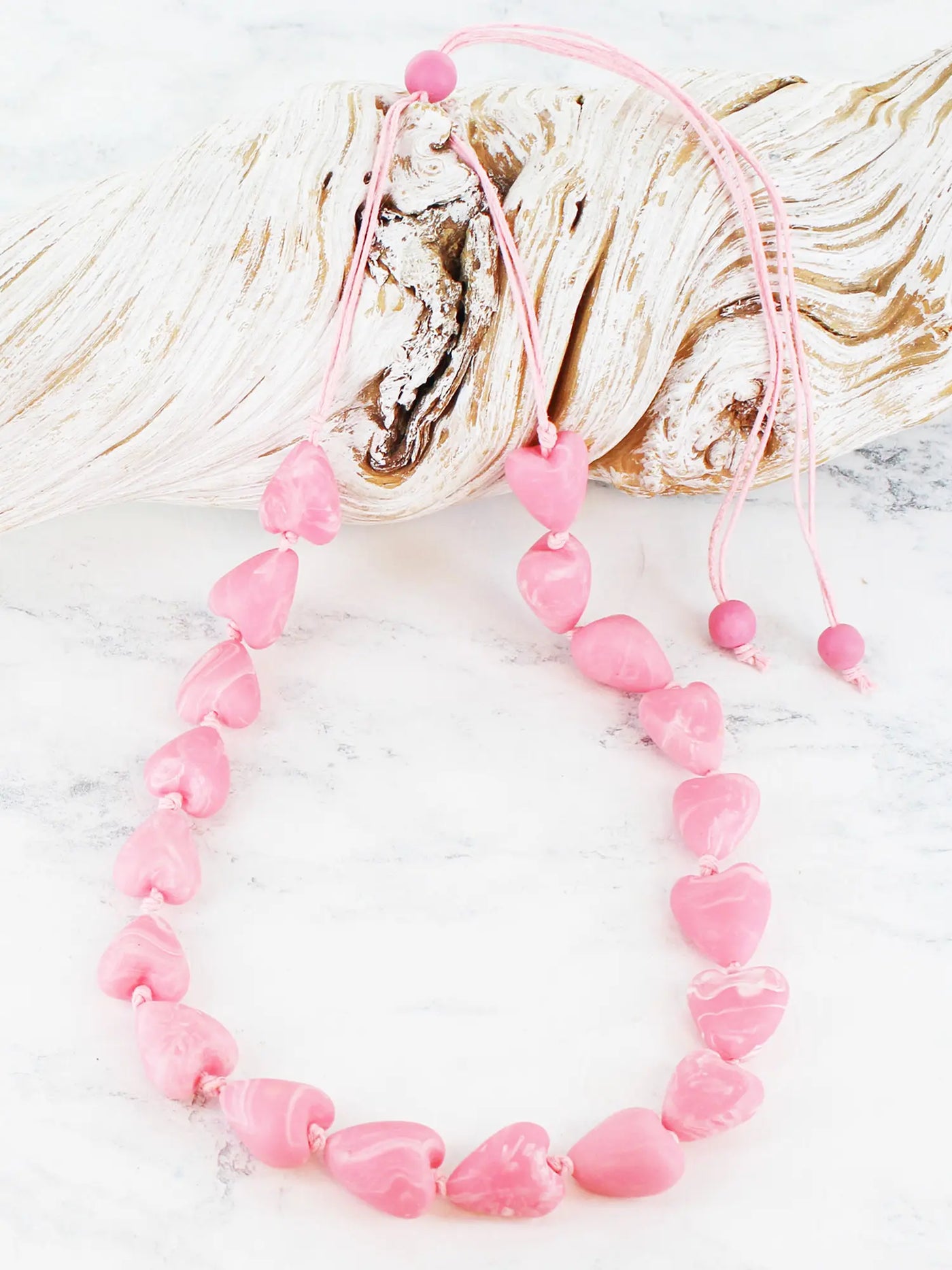 Pink Resin Heart Necklace