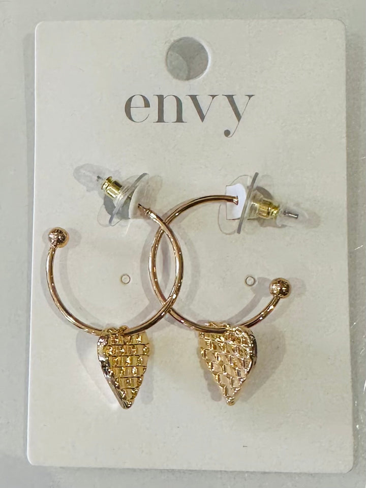 Gold Woven Heart Hoop Earrings
