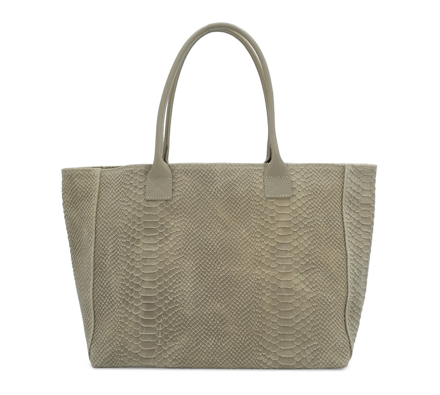 Stone Suede Leather Snake Tote