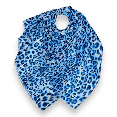 Blue & Gold Foil Leopard Scarf