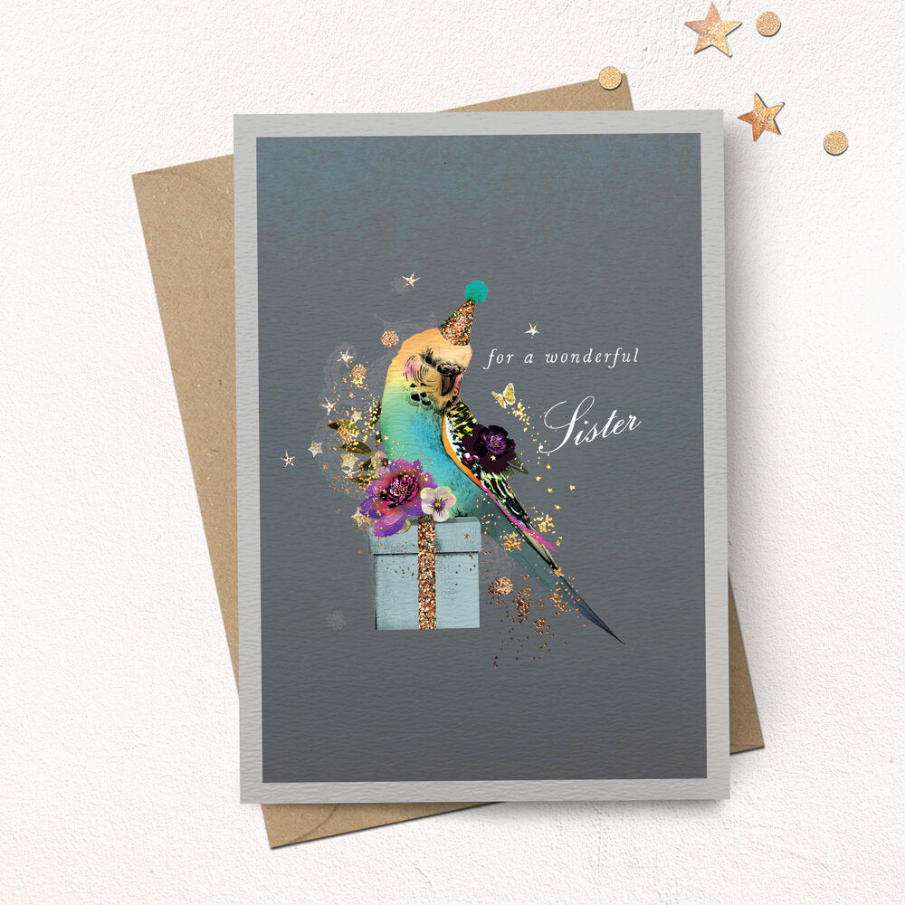 Wonderful Sister Budgie Card