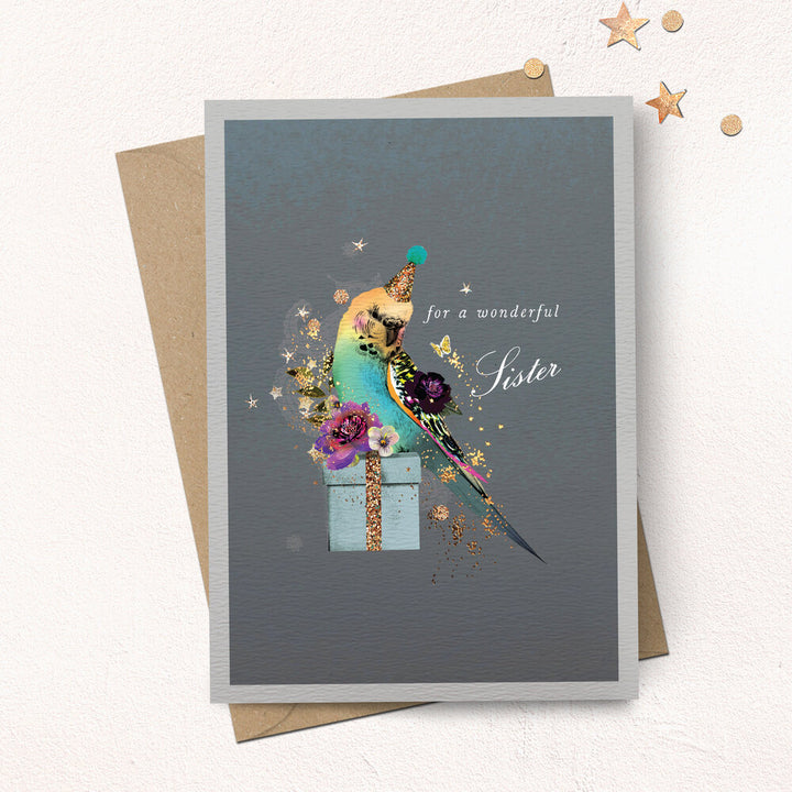 Wonderful Sister Budgie Card