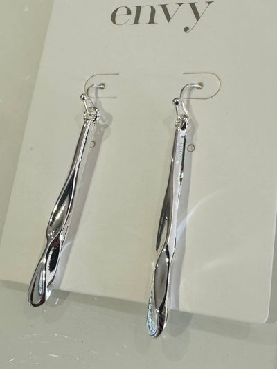 Silver Textured Drop Earrings