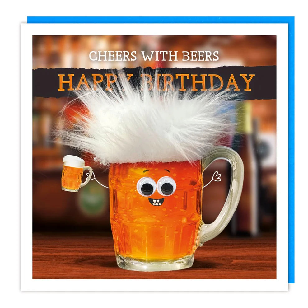 Fluffy 'Cheers With Beers' Birthday Card