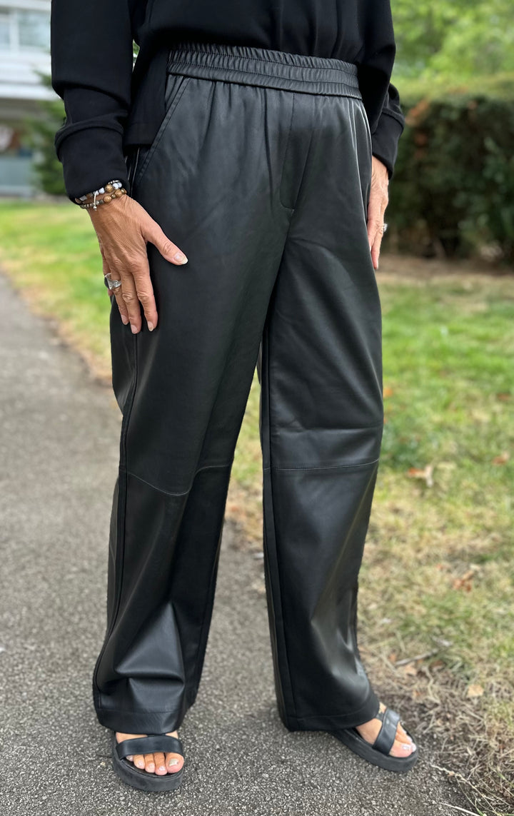 Byoung Black Faux Leather Daja Pants