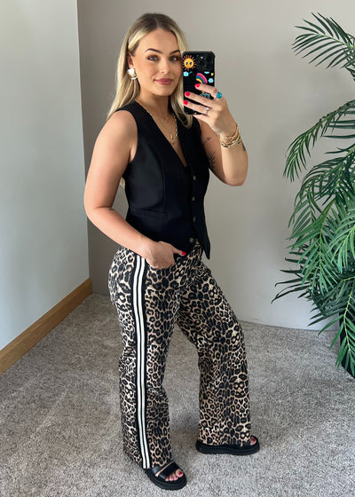 Leopard & Stripe Stretchy Jeans