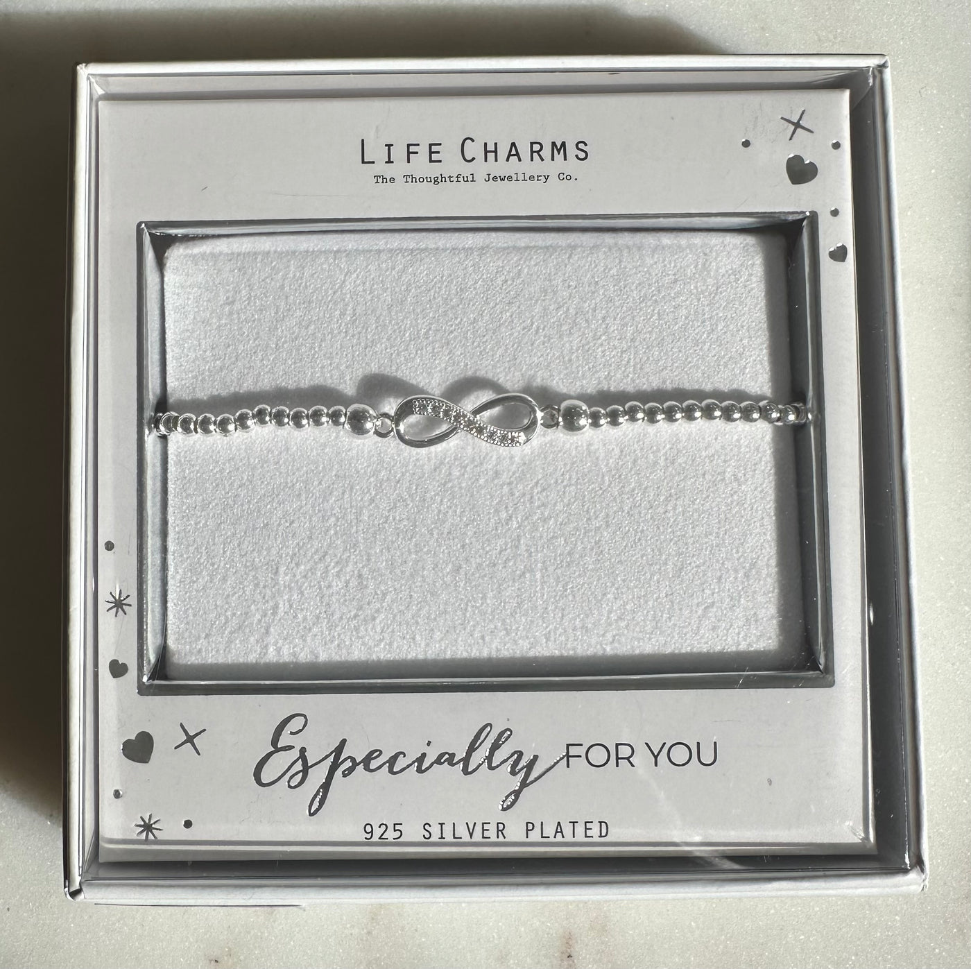 Life Charms - Silver Diamante Infinity Bracelet