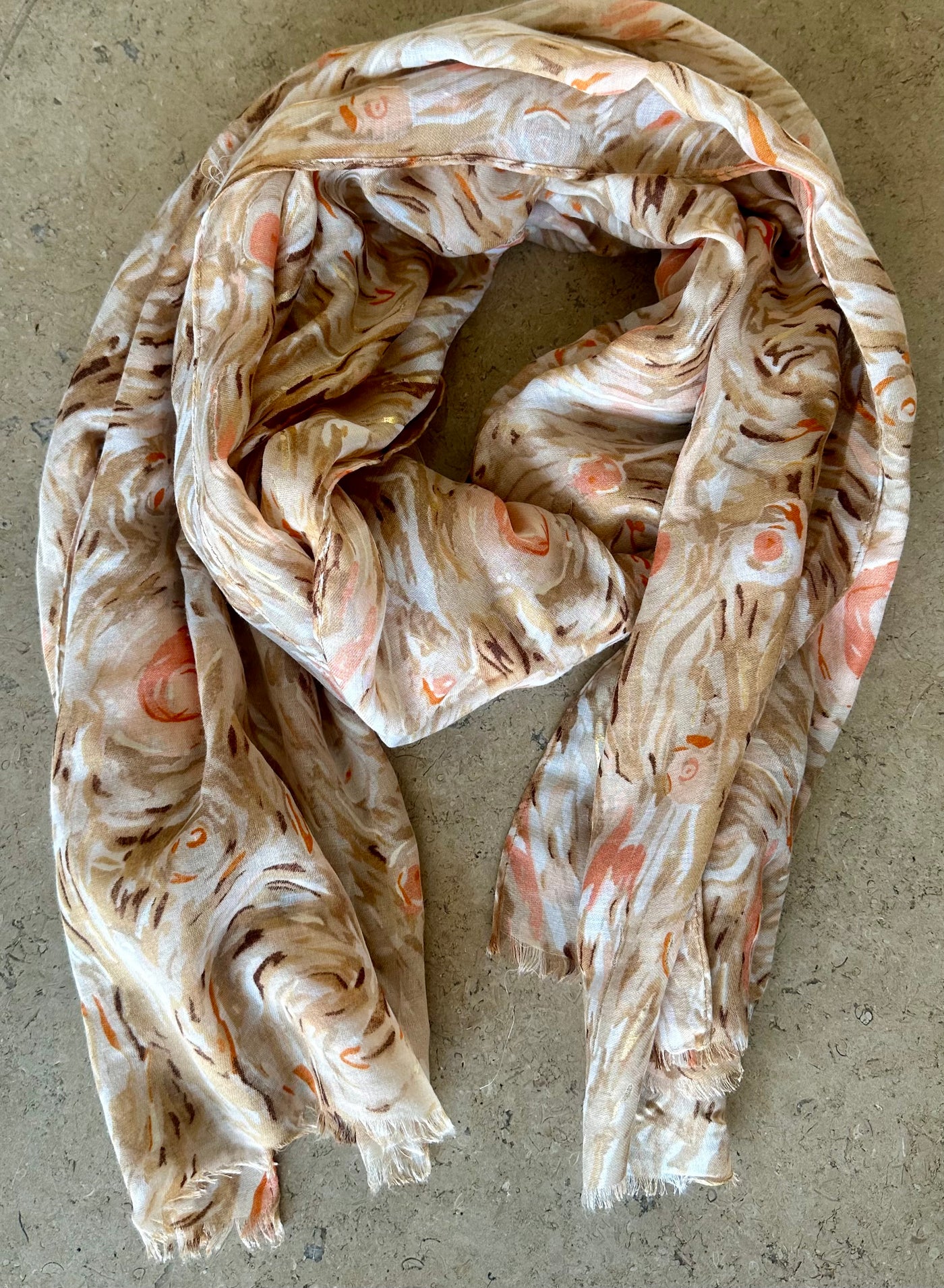 Sand & Orange Swirls Scarf