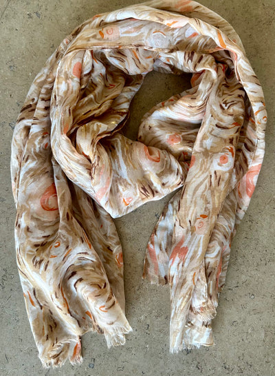 Sand & Orange Swirls Scarf