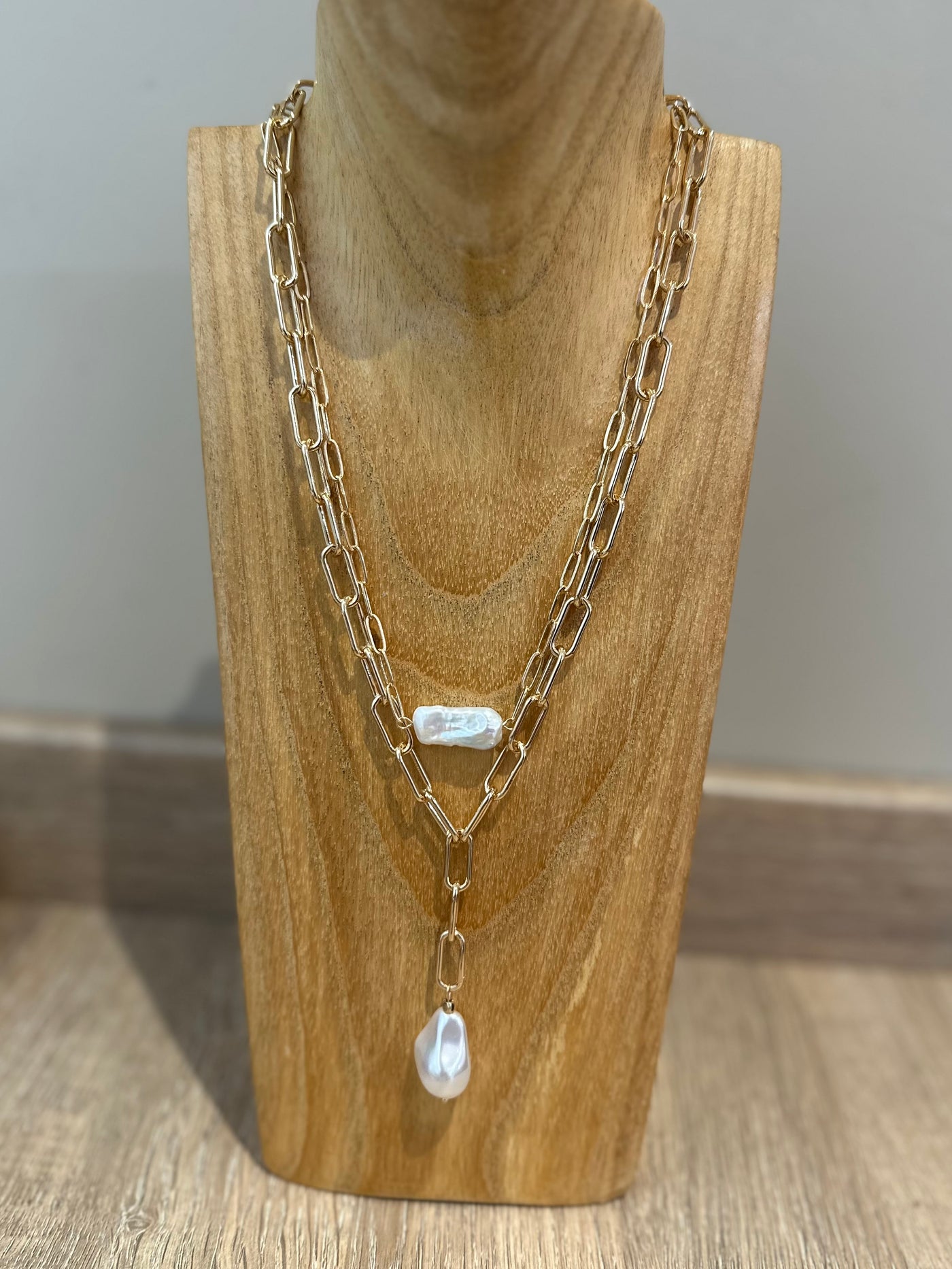 Gold & Pearl Double Layer Necklace