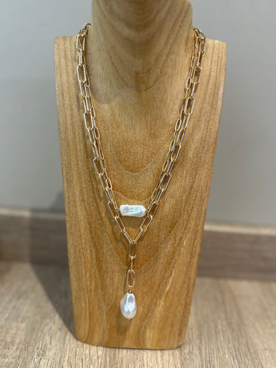 Gold & Pearl Double Layer Necklace