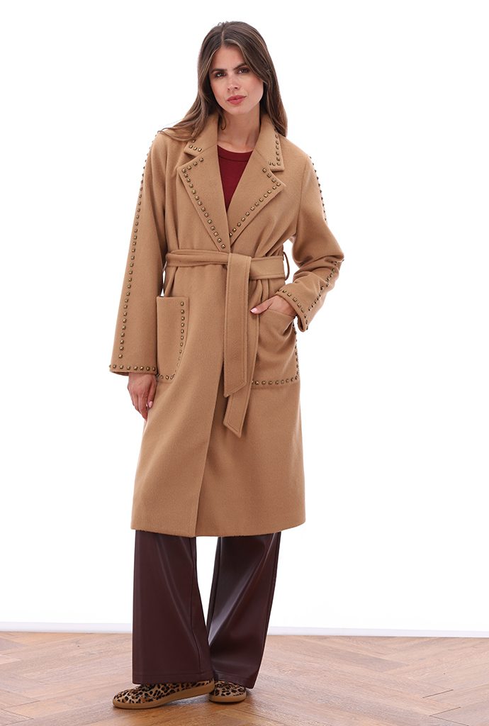 K Design Camel Stud Coat