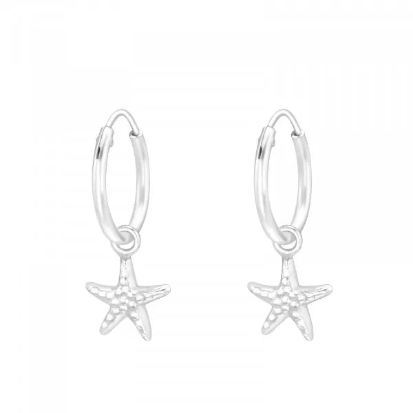 Sterling Silver Starfish Hoops