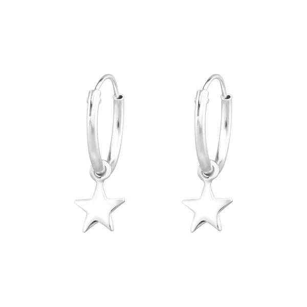 Sterling Silver Star Hoops