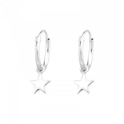 Sterling Silver Star Hoops