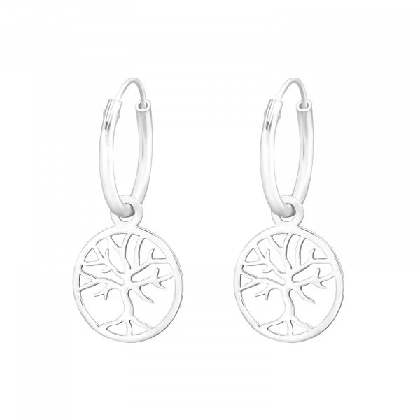 Sterling Silver Tree Of Life Hoops