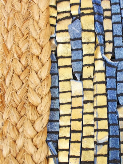 Blue & Gold Upcycled Leather Bag