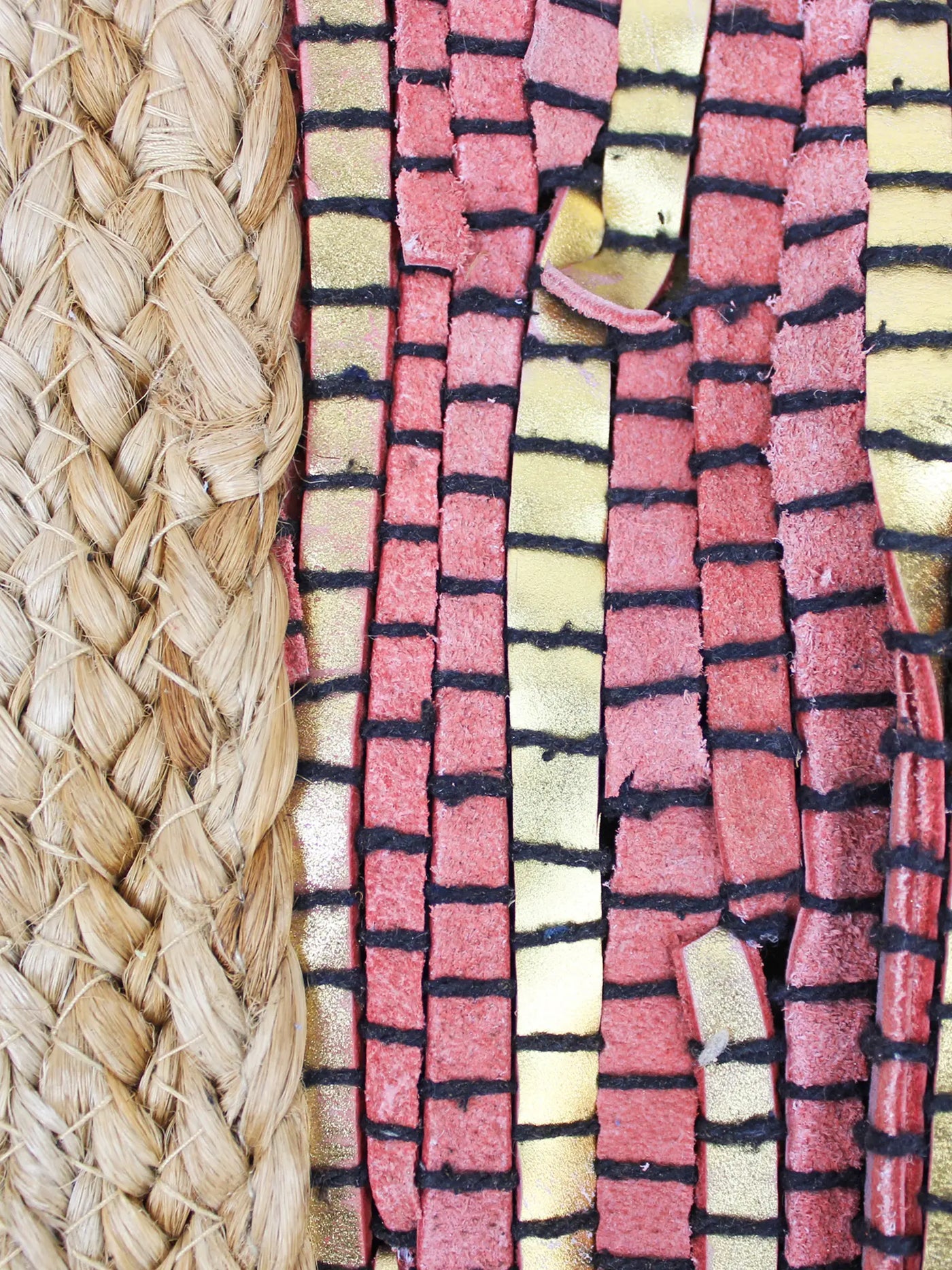 Coral & Gold Upcycled Leather Bag