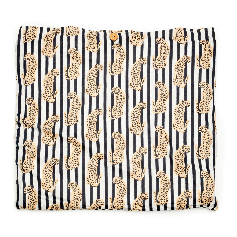 Monochrome Stripe Leopard Cotton Tote