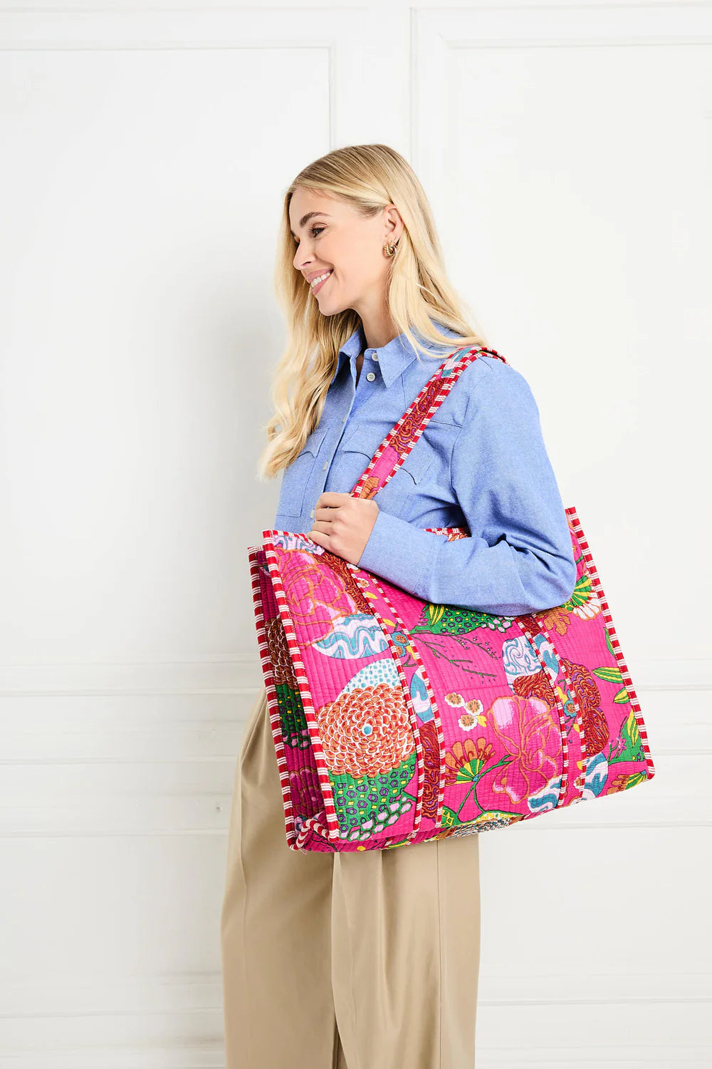 Fuchsia Tropical Cotton Tote