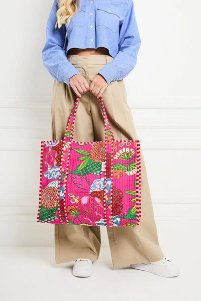Fuchsia Tropical Cotton Tote