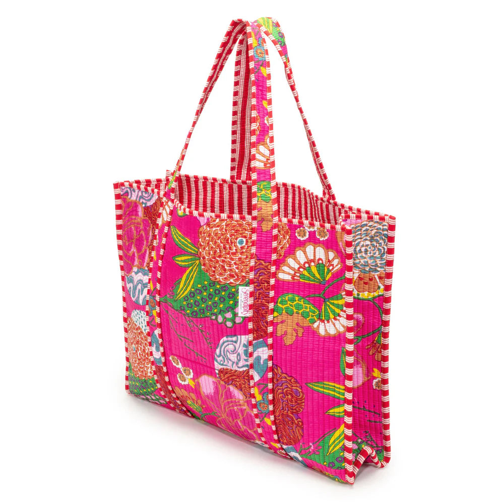 Fuchsia Tropical Cotton Tote